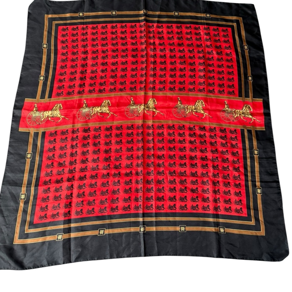 Horse and carriage scarf red and black